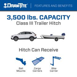 Draw Tite® • 76905 • Hidden Hitch® • Trailer Hitch Class III • Class III 2" (3500 Lbs lbs GTW/350 Lbs lbs TW) • Lexus RX350/RX450h 16-22