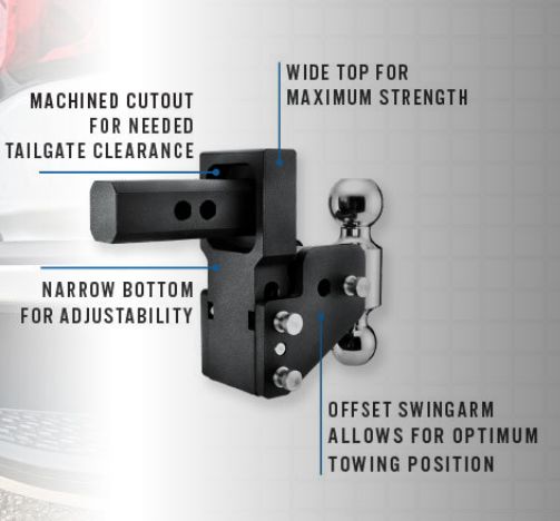 BW TS10064BMP - Tow & Stow Adjustable Ball Mount 1-7/" x 2" X 2-5/16"