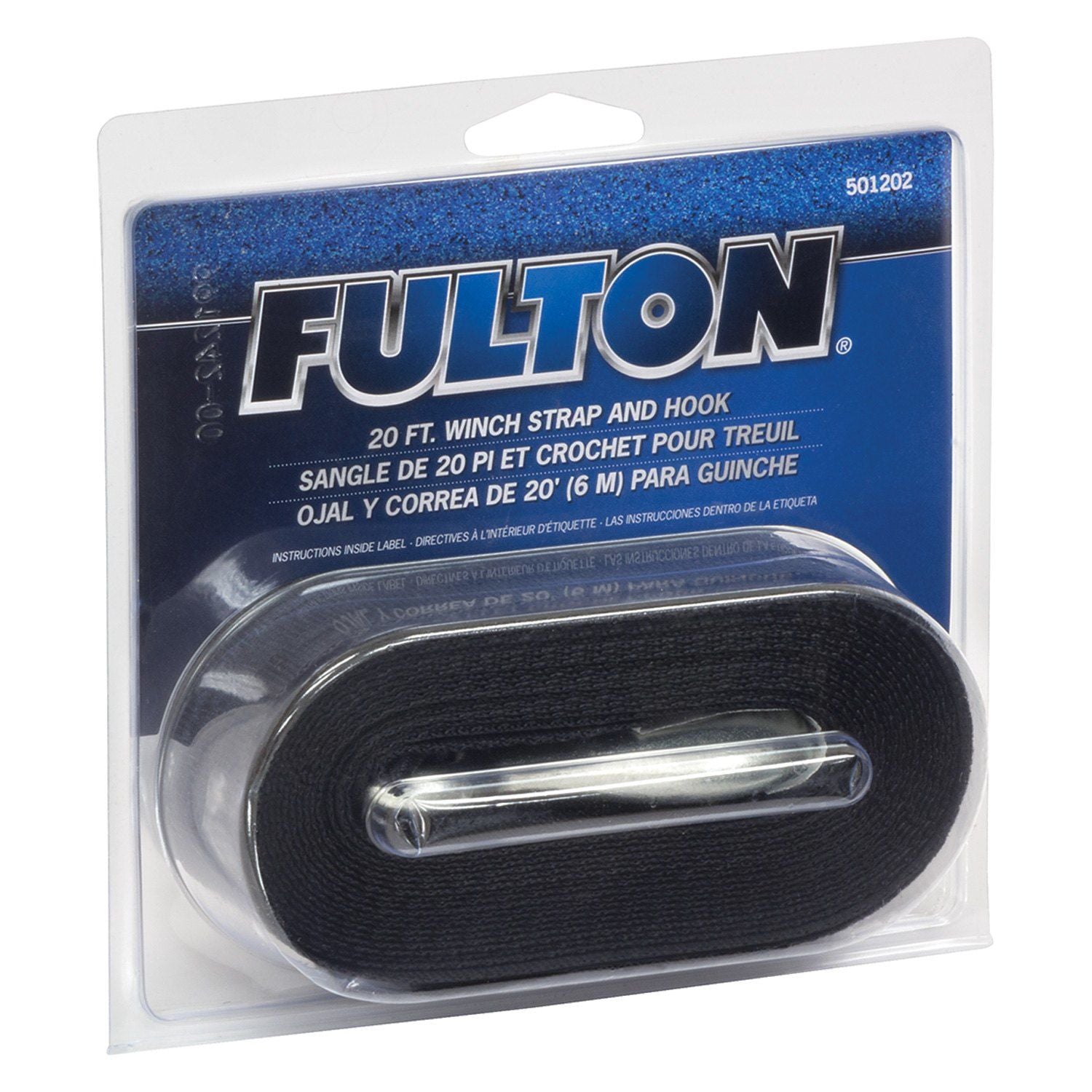 Fulton 501202 20' x 2" Black Winch Strap With Hook