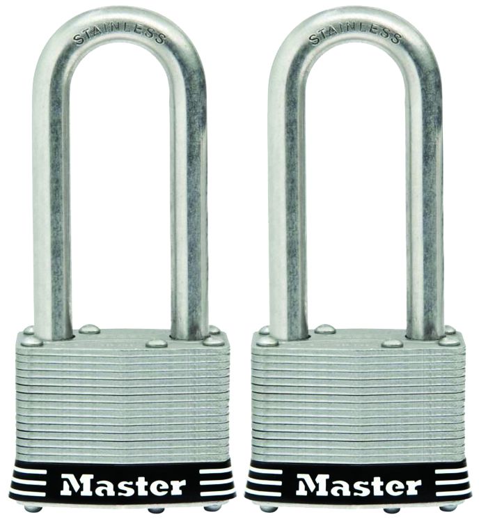 (2/PACK) LAMINATED STAINLESS STEEL PADLOCK 2" x 2-1/2"