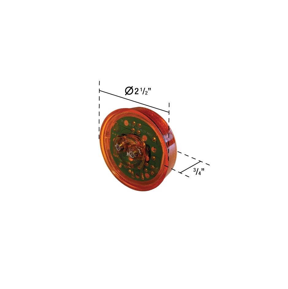 Uni-Bond LED2500-13A - 2.5" Round Side Marker LED Light Amber