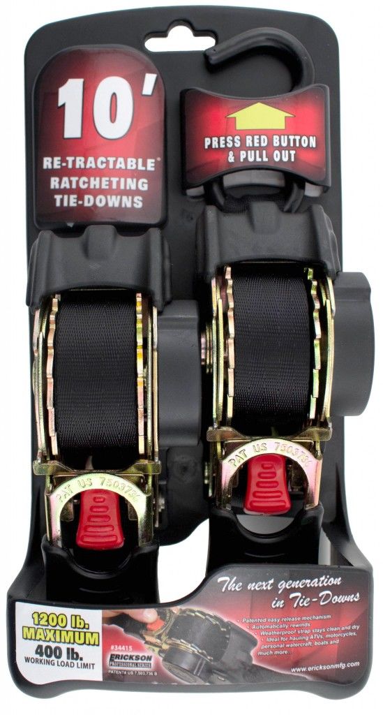 Erickson 34415 - 1" x 10' - 1200lb . Retractable Ratchet Strap