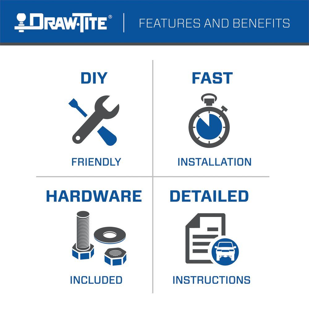 Draw Tite® • 76603 • Max-Frame® • Trailer Hitches • Class III 2" (2000 lbs GTW/300 lbs TW)