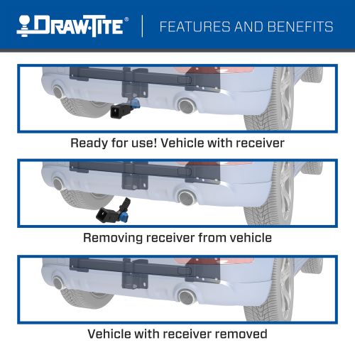 Draw Tite® • 76902 • Hidden Hitch® • Trailer Hitch Class III • Class III 2" (350 Lbs lbs GTW/3500 Lbs lbs TW)