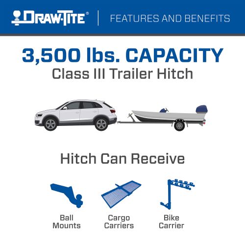 Draw Tite® • 76903 • Hidden Hitch® • Trailer Hitch Class III • Class III 2" (350 Lbs lbs GTW/3500 Lbs lbs TW)