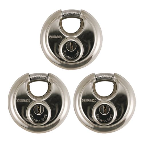 (3 PACK) PADLOCK, ROUND, STAINLESS STEEL, KEYED-ALIKE