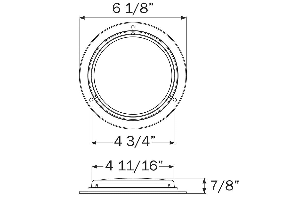 Optronics ILL124CPG - ILL124 Series, 36-LED 6" Dome Light With GloLight Lens, Surface Mount, 0.180 Male Bullets