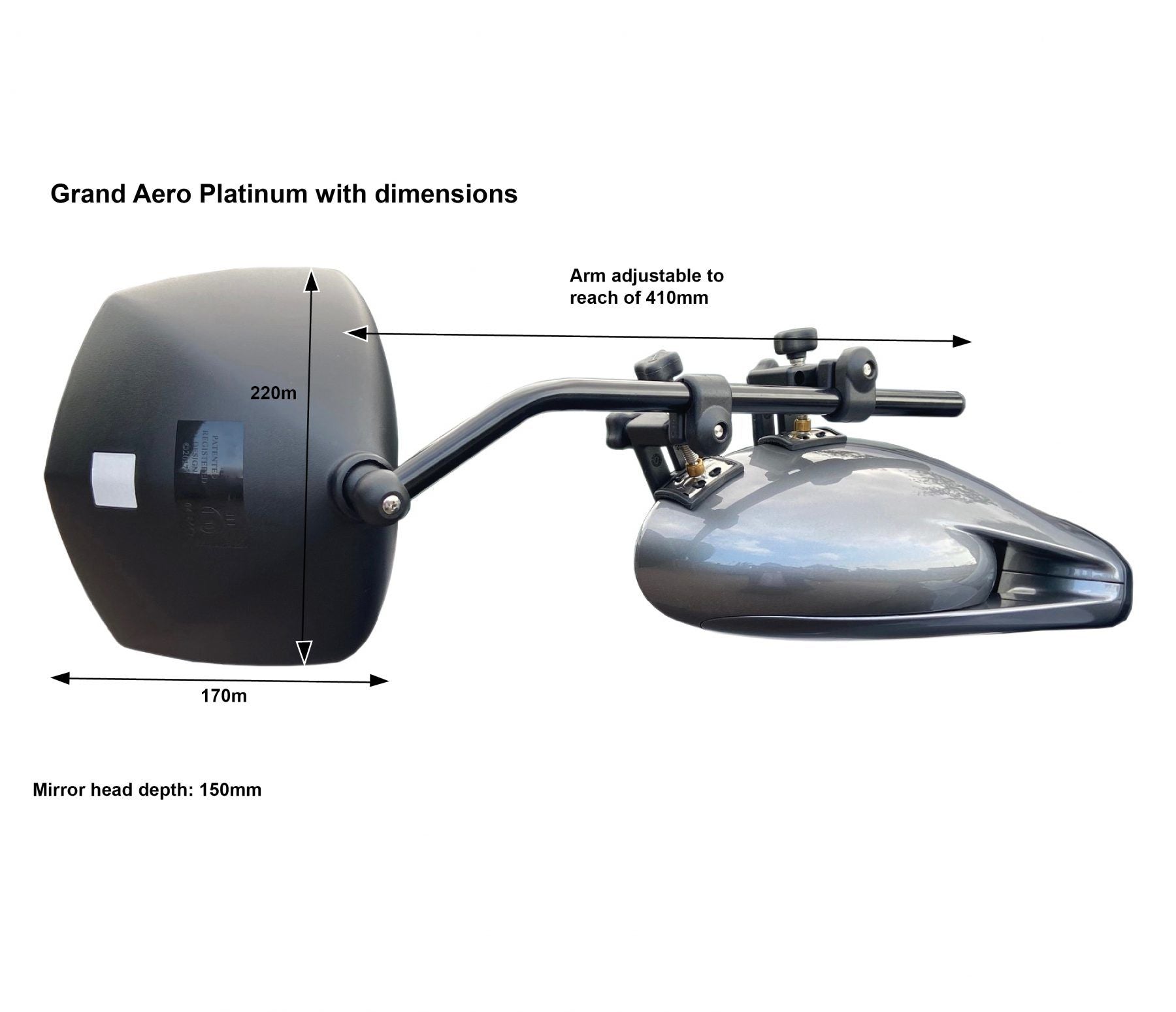 Milenco MIL-6613 - Grand Aero Platinum Towing Mirror