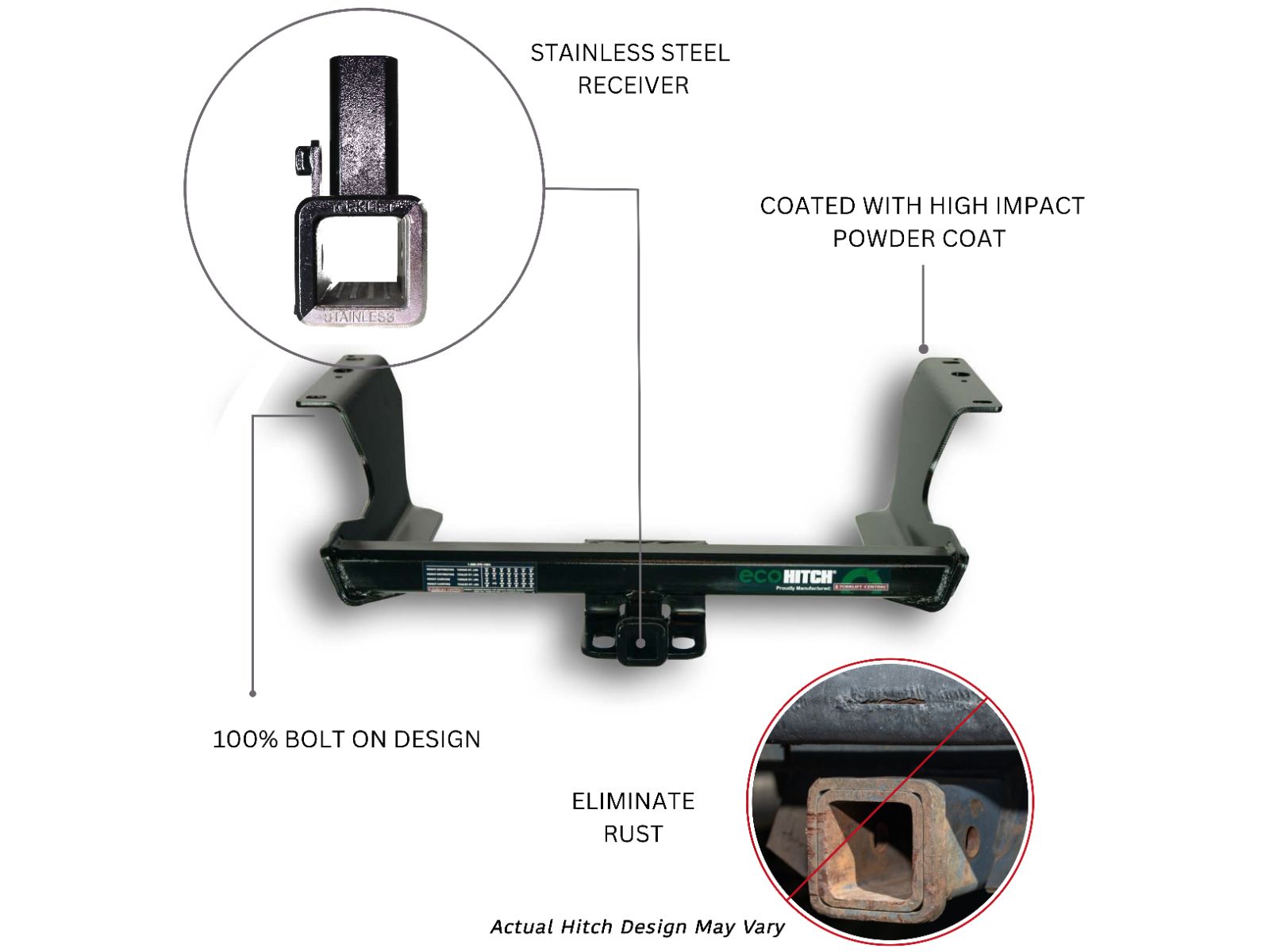 Torklift® • X6038S • EcoHitch • Stainless Steel Trailer Hitches • Class II 2" (3,500 lbs lbs GTW/525 lbs lbs TW) • Ford Escape Plug-In Hybrid 22-23